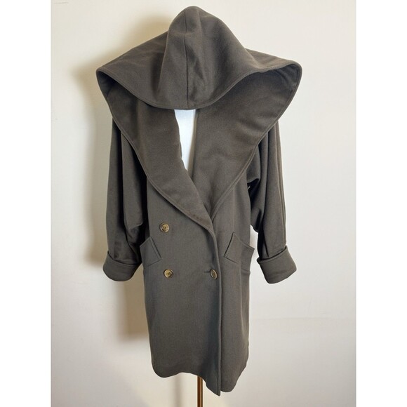 Gemini Vintage 1970's 100% Wool Brown Cape Coat Hood Size Large - Picture 13 of 16